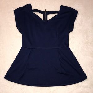 Pleated Strappy Zip Up Peplum Top